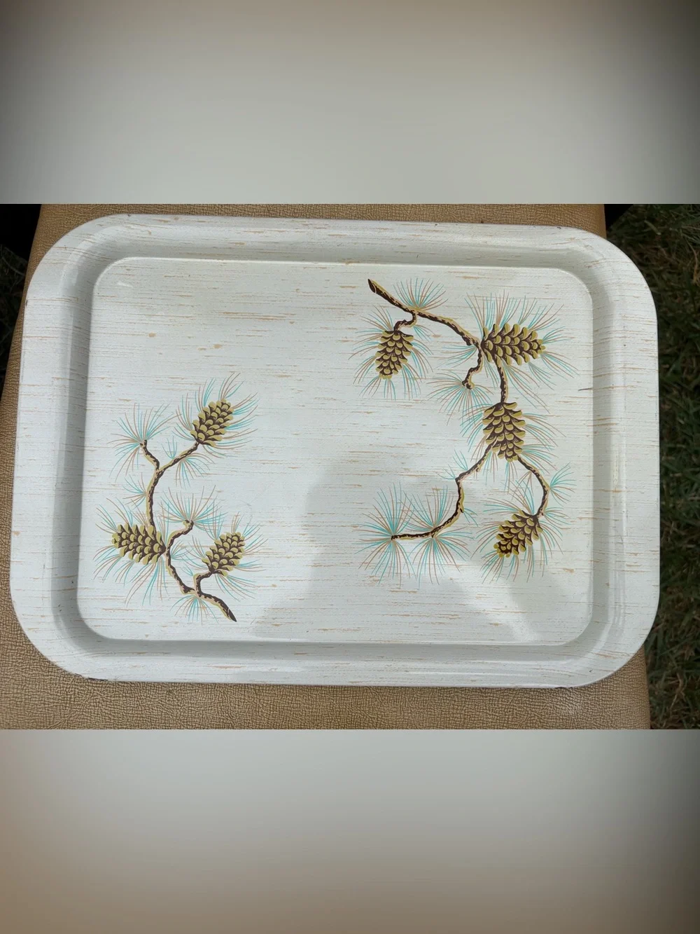 Vintage Metal Pinecone Branch Serving Trays set of four